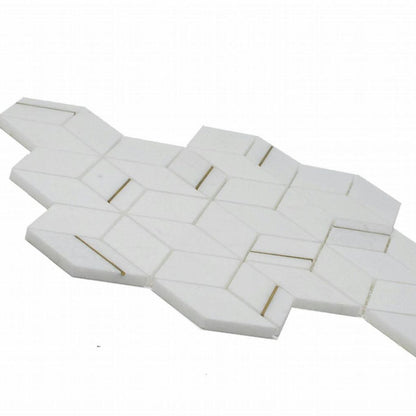 Gold + Marmo | 12"x12" Brunelle Marble & Brass Mosaic Tile