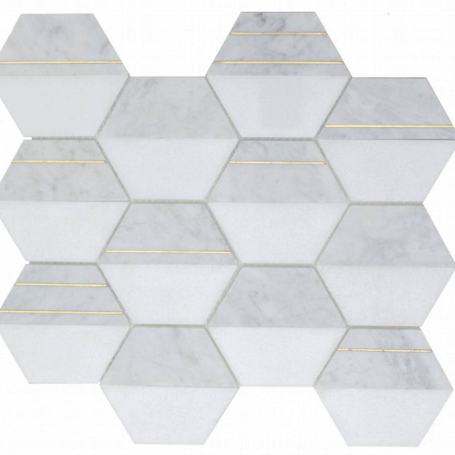Gold + Marmo | 12"x12" Leonardi Marble & Brass Mosaic Tile