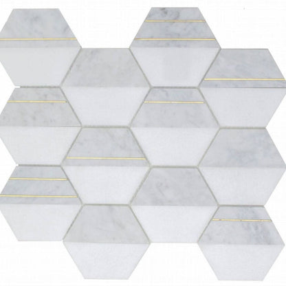 Gold + Marmo | 12"x12" Leonardi Marble & Brass Mosaic Tile