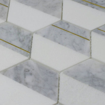 Gold + Marmo | 12"x12" Leonardi Marble & Brass Mosaic Tile