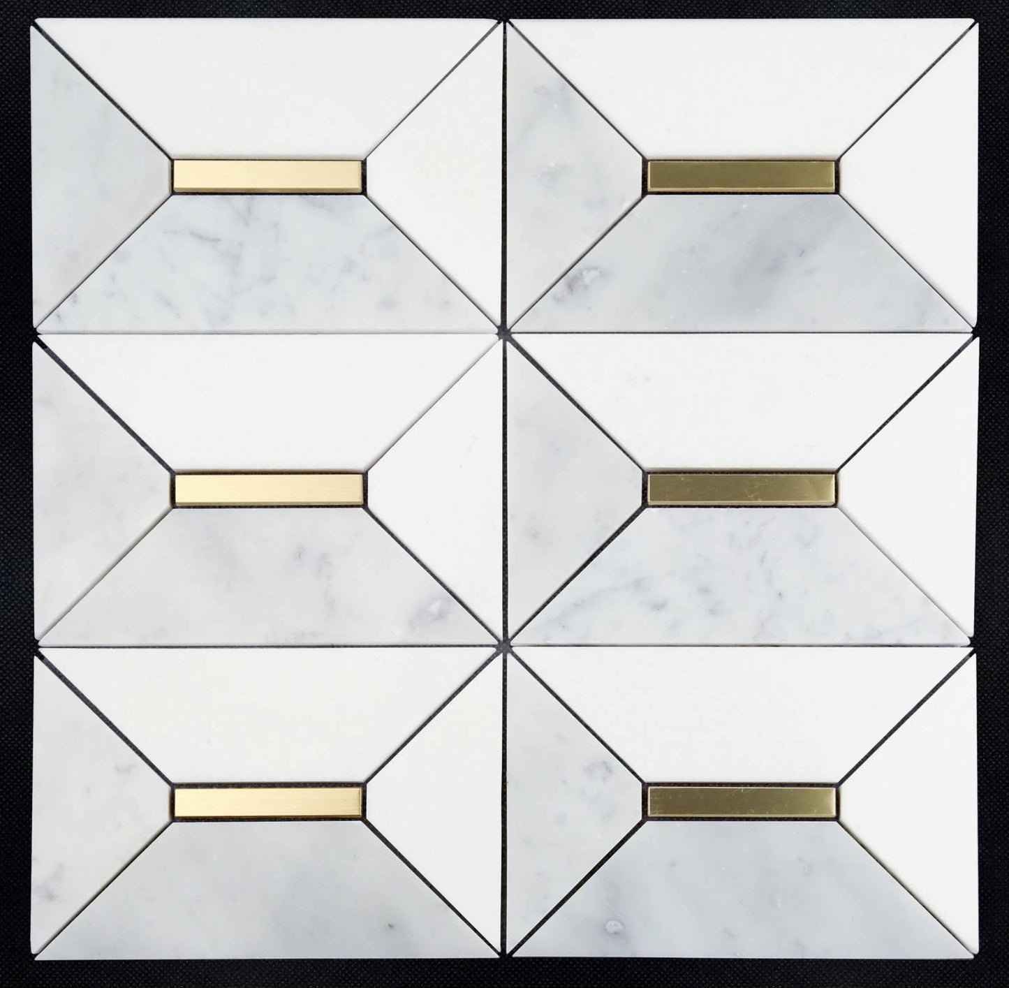 Gold + Marmo | 12"x12" Sahara Marble & Brass Mosaic Tile