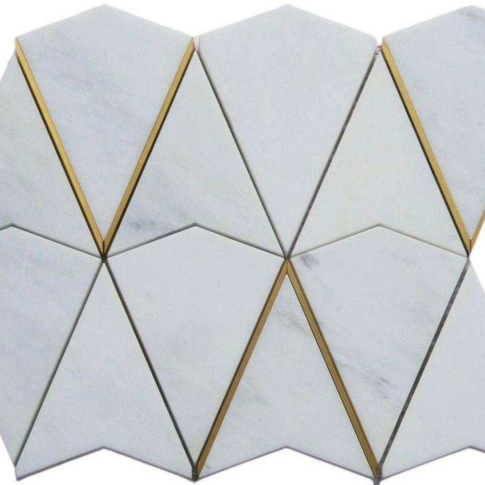 Gold + Marmo | 12"x12" Verona Marble & Brass Mosaic Tile