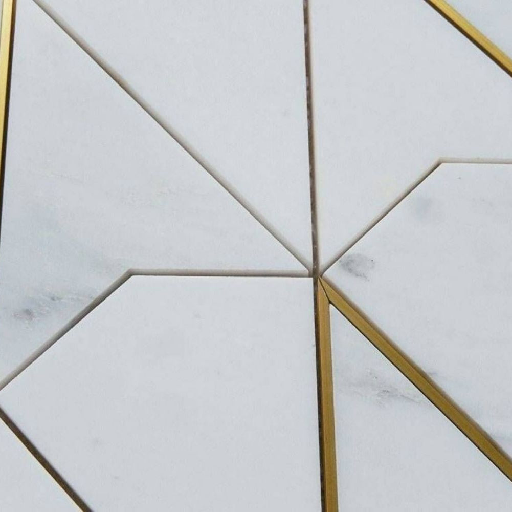 Gold + Marmo | 12"x12" Verona Marble & Brass Mosaic Tile