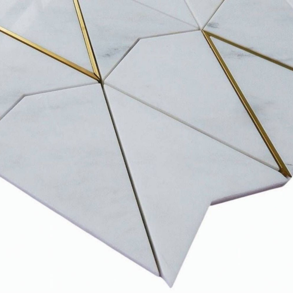 Gold + Marmo | 12"x12" Verona Marble & Brass Mosaic Tile