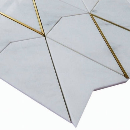 Gold + Marmo | 12"x12" Verona Marble & Brass Mosaic Tile