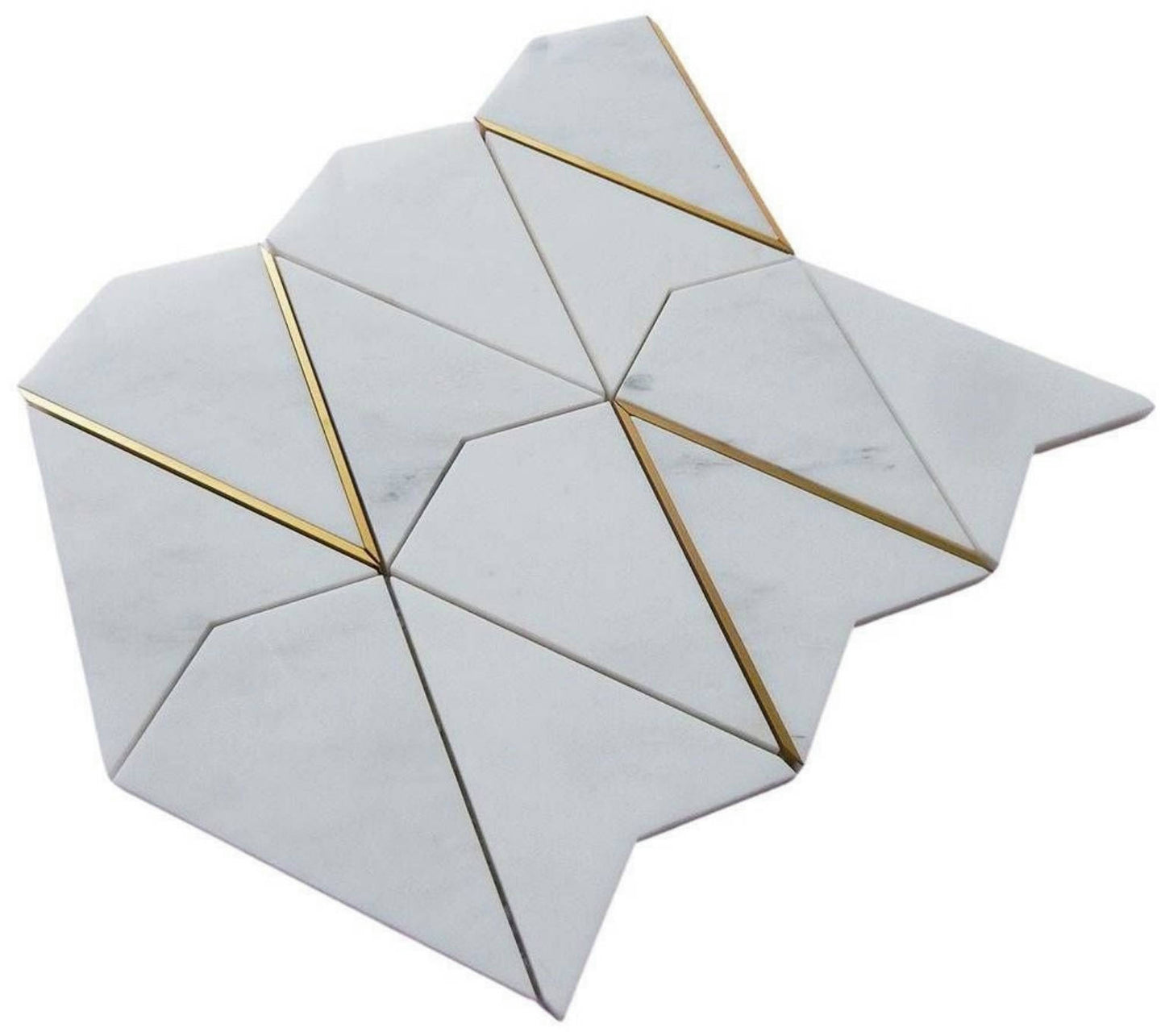 Gold + Marmo | 12"x12" Verona Marble & Brass Mosaic Tile