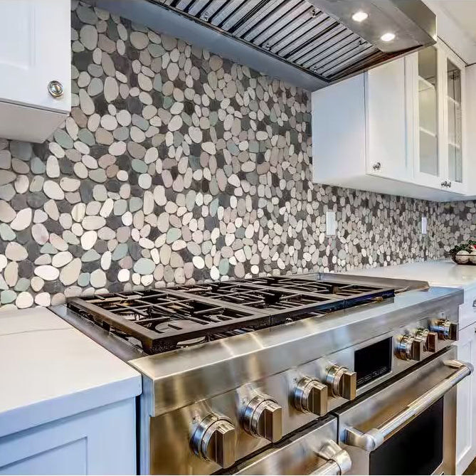 Island Stones | 12"x12" Tumbled Stone Mosaic Tile