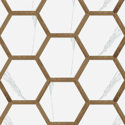 Via Antica | Denia Oak 9"x10" Porcelain Hexagon Wall & Floor Tile