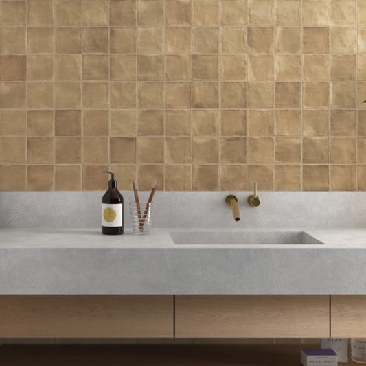 Sabbia Zellige | 4"x4" Ceramic Zellige Wall Tile