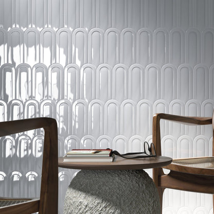 Gala | 3"x8.5" Elongated Beveled Fan Ceramic Wall Tile