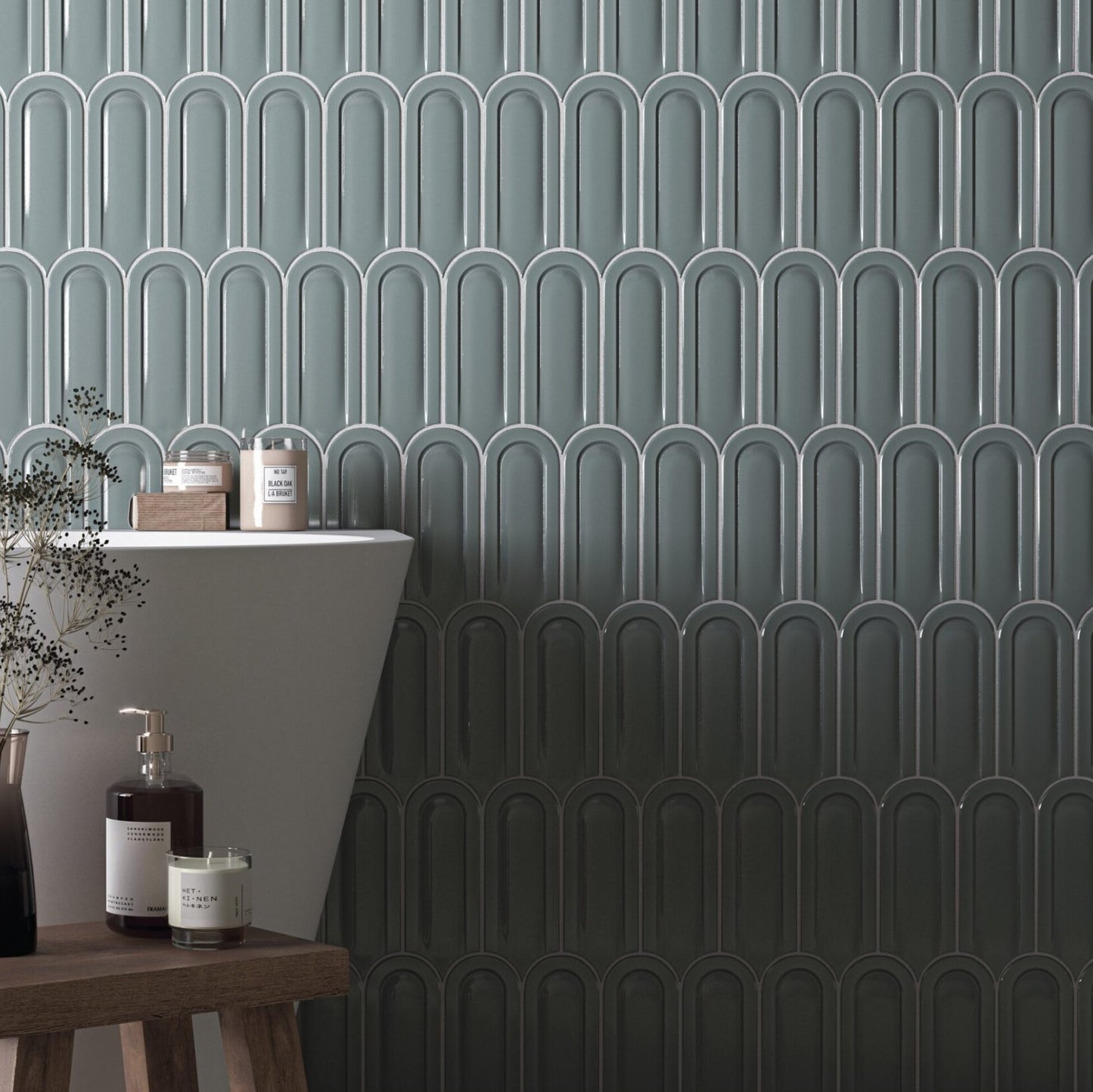 Gala | 3"x8.5" Elongated Beveled Fan Ceramic Wall Tile