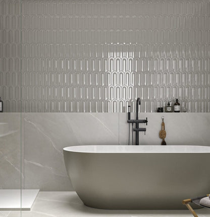 Gala | 3"x8.5" Elongated Beveled Fan Ceramic Wall Tile