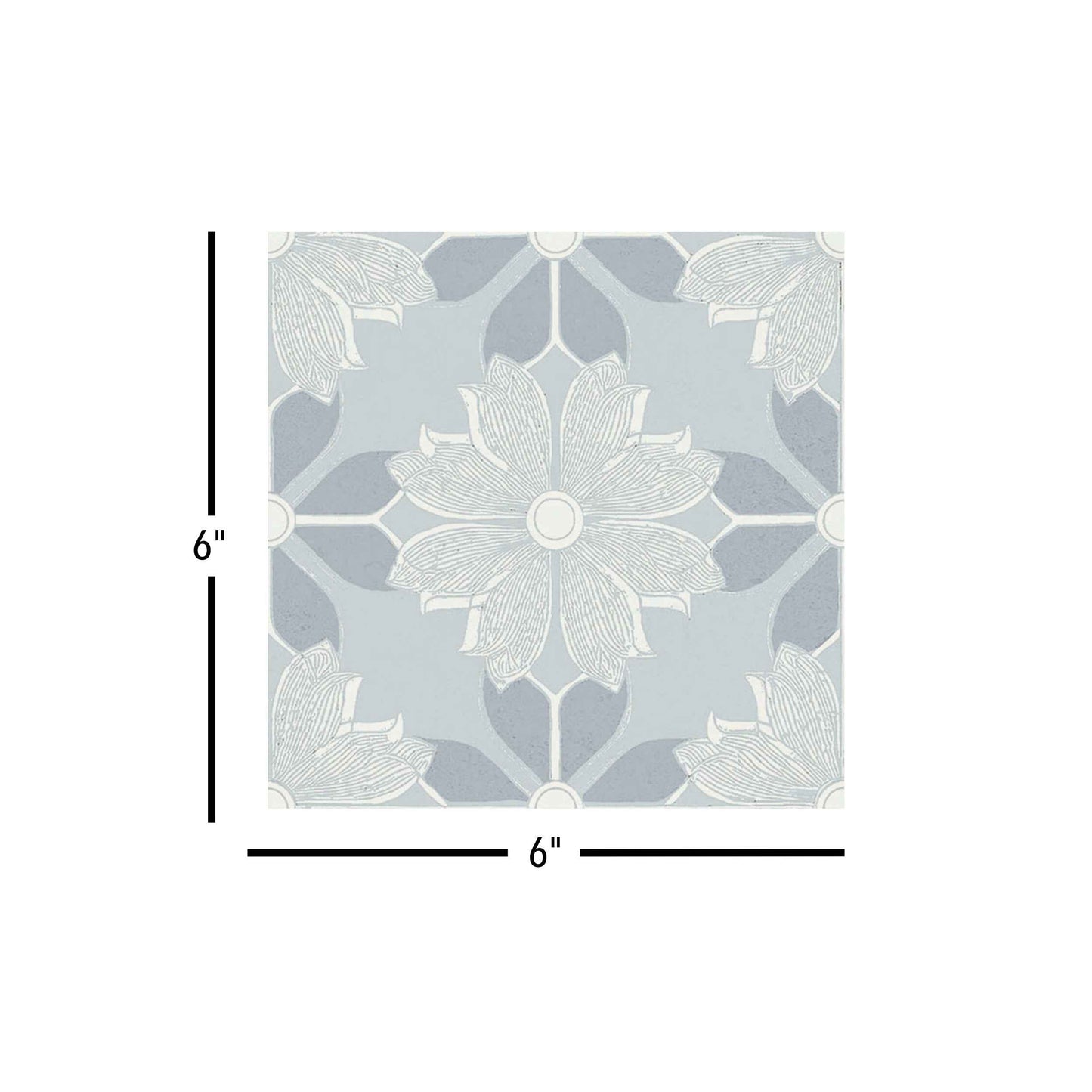 Flora Moda | 6"x6" Serena Porcelain Encaustic Look Floor & Wall Tile
