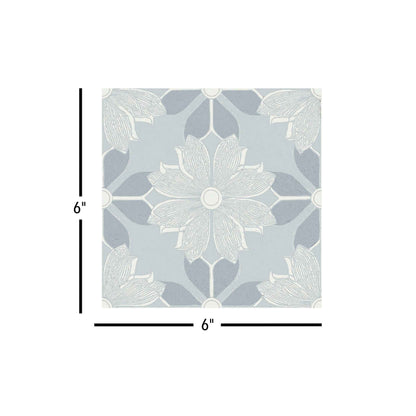 Flora Moda | 6"x6" Serena Porcelain Encaustic Look Floor & Wall Tile
