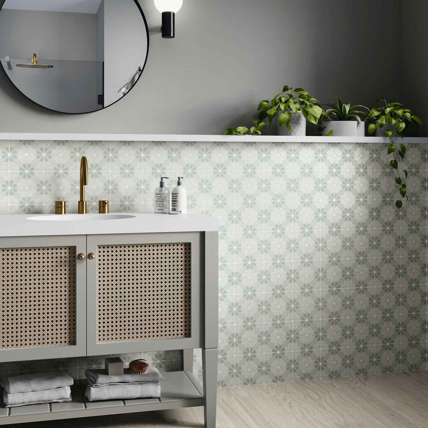 Flora Moda | 6"x6" Serena Porcelain Encaustic Look Floor & Wall Tile