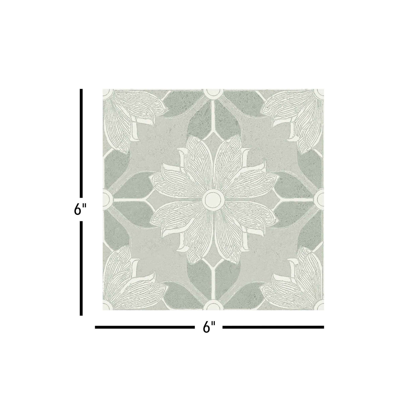 Flora Moda | 6"x6" Serena Porcelain Encaustic Look Floor & Wall Tile