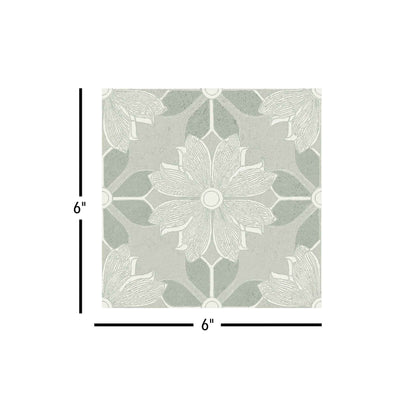 Flora Moda | 6"x6" Serena Porcelain Encaustic Look Floor & Wall Tile
