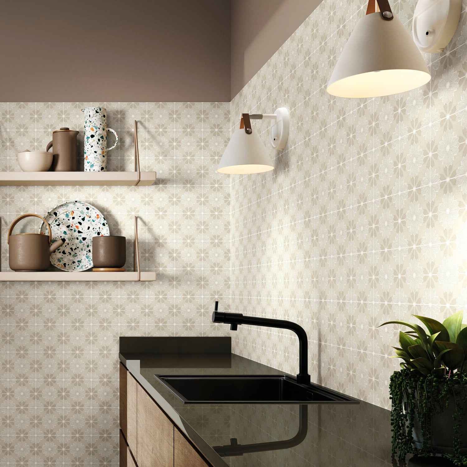 Flora Moda | 6"x6" Serena Porcelain Encaustic Look Floor & Wall Tile