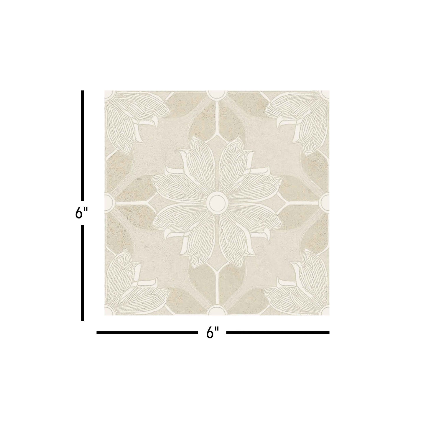 Flora Moda | 6"x6" Serena Porcelain Encaustic Look Floor & Wall Tile