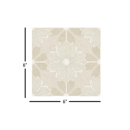 Flora Moda | 6"x6" Serena Porcelain Encaustic Look Floor & Wall Tile