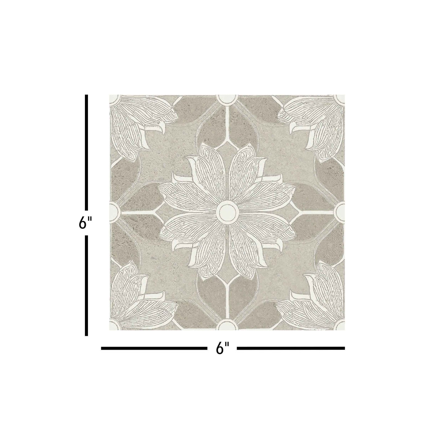 Flora Moda | 6"x6" Serena Porcelain Encaustic Look Floor & Wall Tile