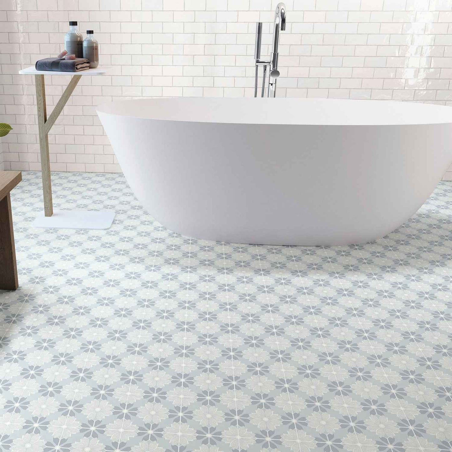 Flora Moda | 6"x6" Serena Porcelain Encaustic Look Floor & Wall Tile