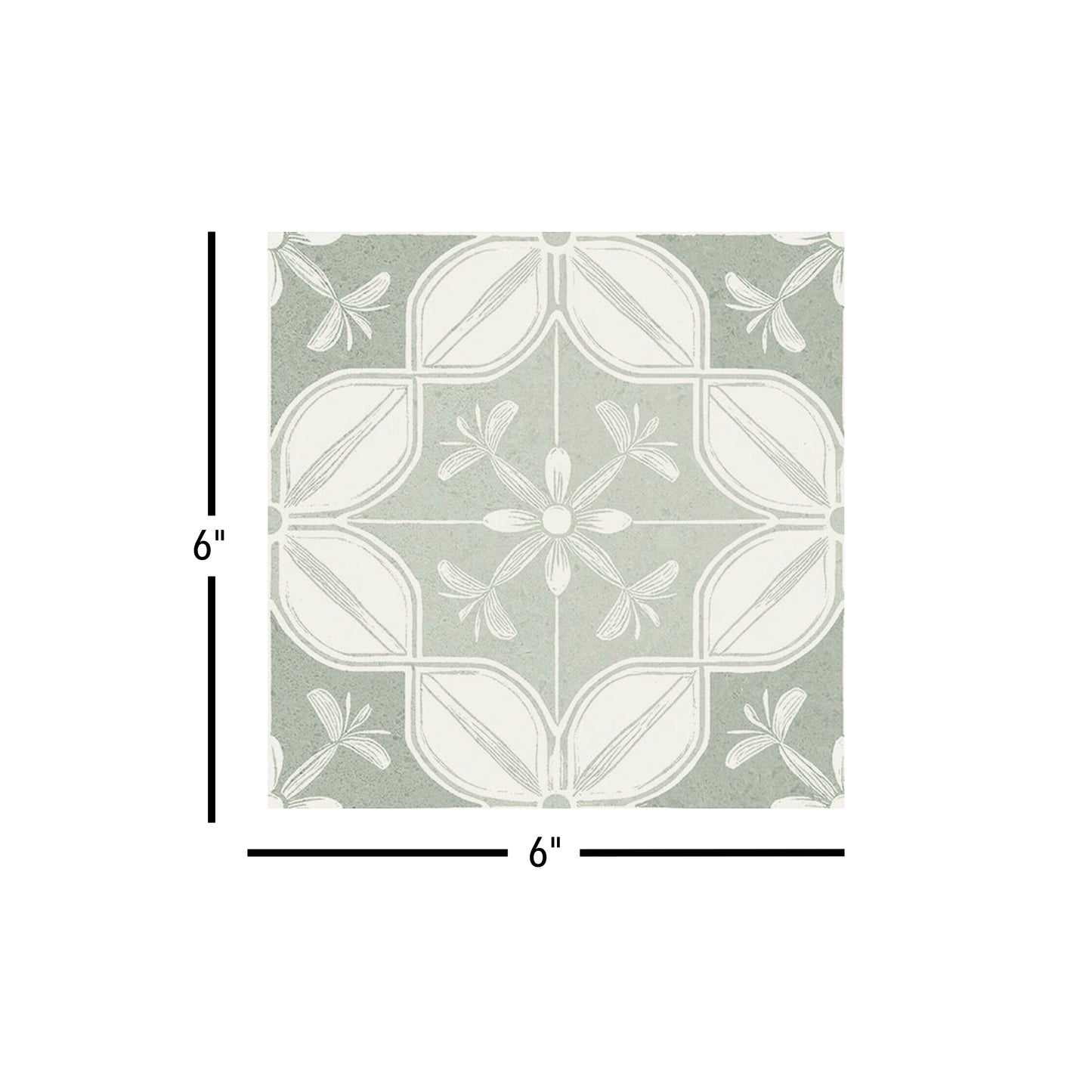 Flora Moda | 6"x6" Senda Porcelain Encaustic Look Floor & Wall Tile