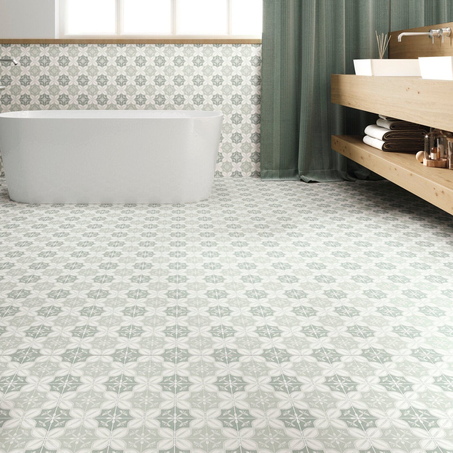 Flora Moda | 6"x6" Senda Porcelain Encaustic Look Floor & Wall Tile