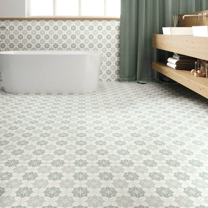 Flora Moda | 6"x6" Senda Porcelain Encaustic Look Floor & Wall Tile