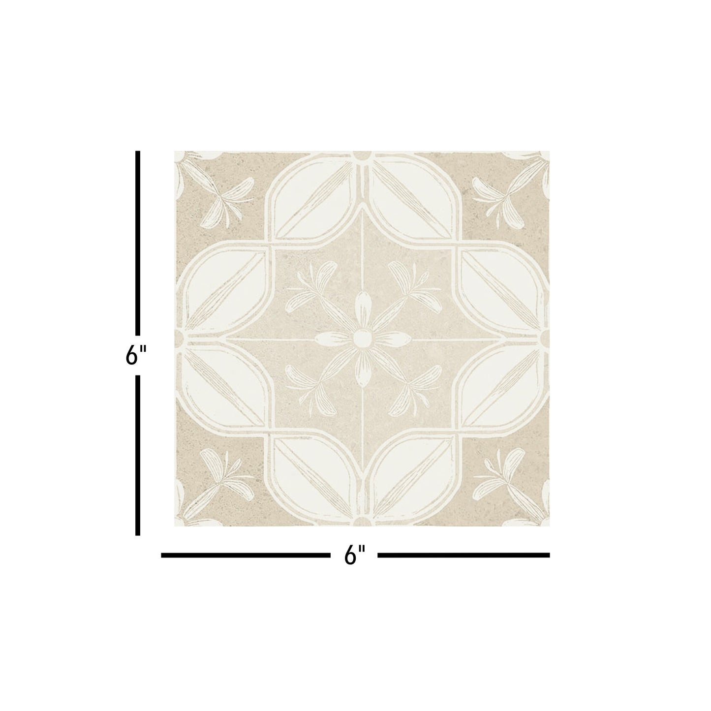 Flora Moda | 6"x6" Senda Porcelain Encaustic Look Floor & Wall Tile