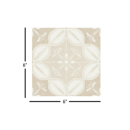 Flora Moda | 6"x6" Senda Porcelain Encaustic Look Floor & Wall Tile