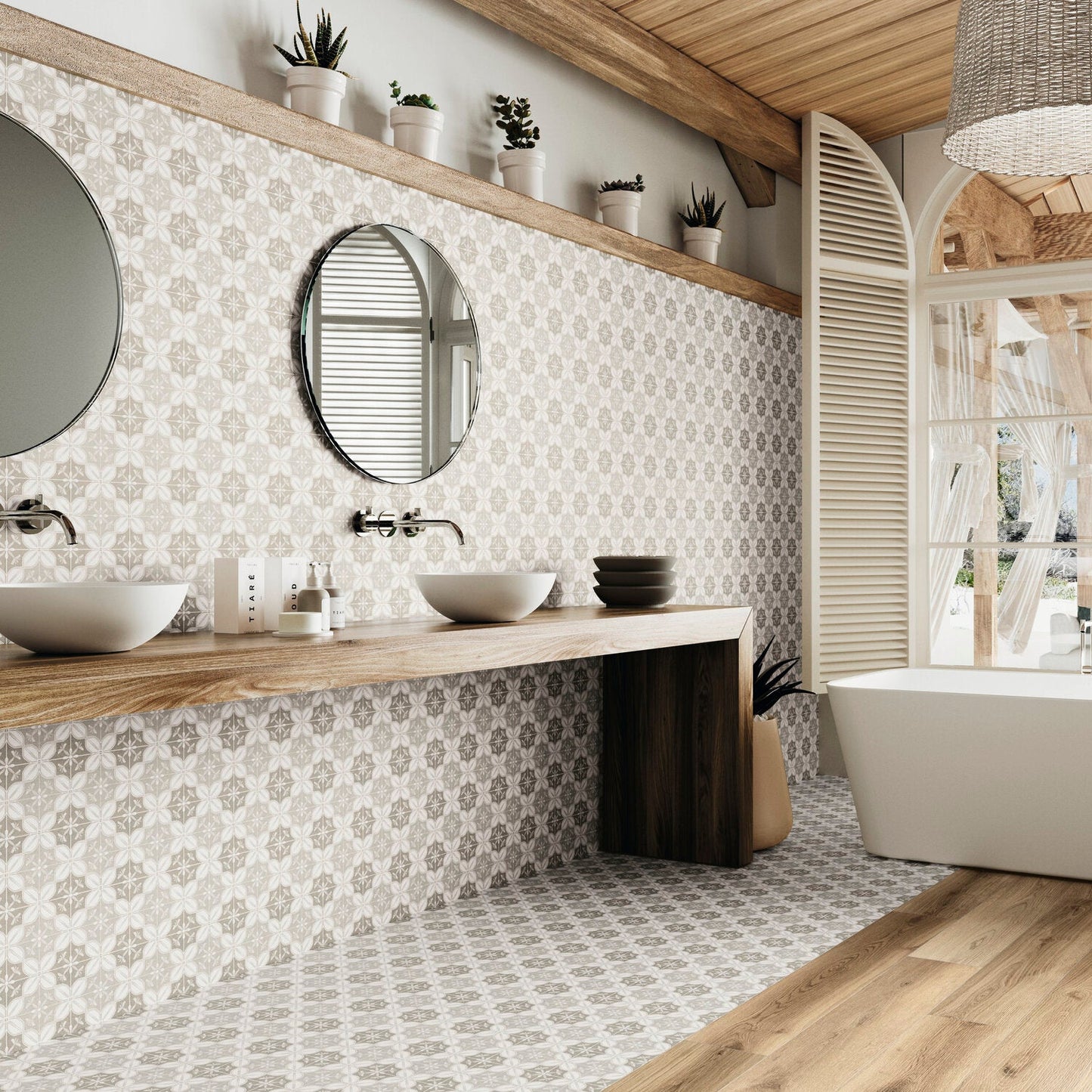 Flora Moda | 6"x6" Senda Porcelain Encaustic Look Floor & Wall Tile