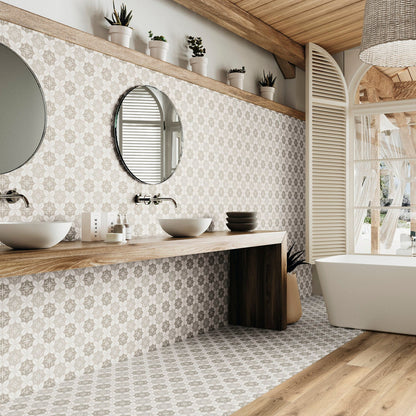 Flora Moda | 6"x6" Senda Porcelain Encaustic Look Floor & Wall Tile