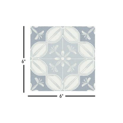 Flora Moda | 6"x6" Senda Porcelain Encaustic Look Floor & Wall Tile