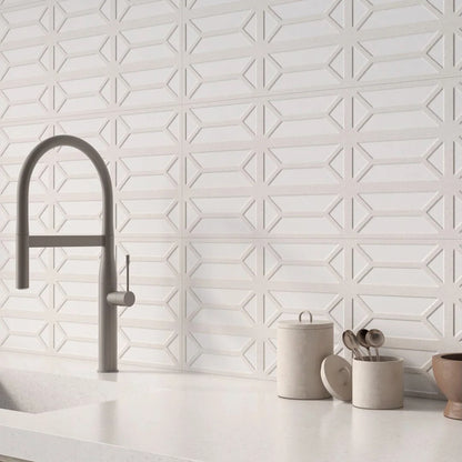 Dimensi | 12"x36" Ceramic Ivory Bevel Deco Wall Tile