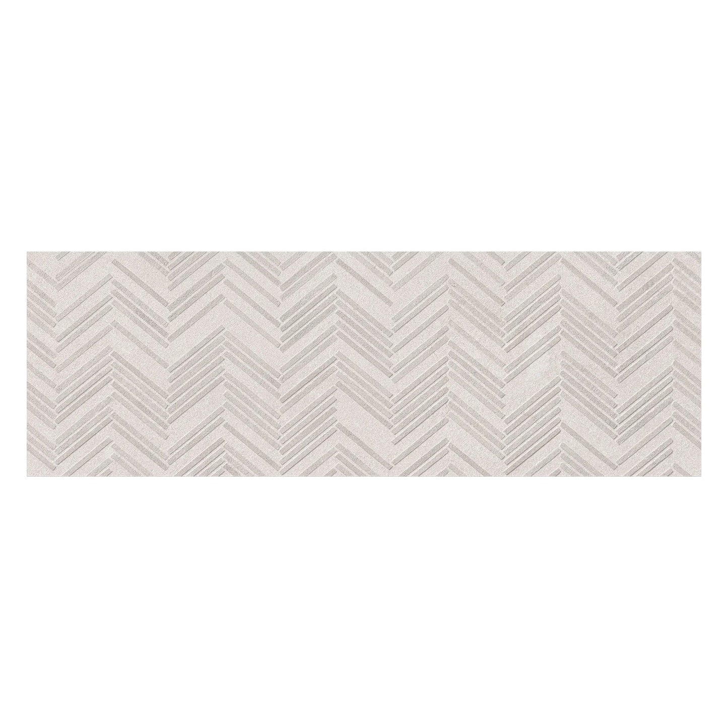 Dimensi | 12"x36" Ceramic Ivory Herringbone Deco Wall Tile