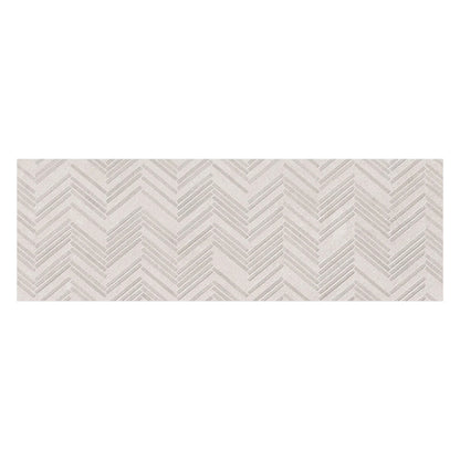 Dimensi | 12"x36" Ceramic Ivory Herringbone Deco Wall Tile