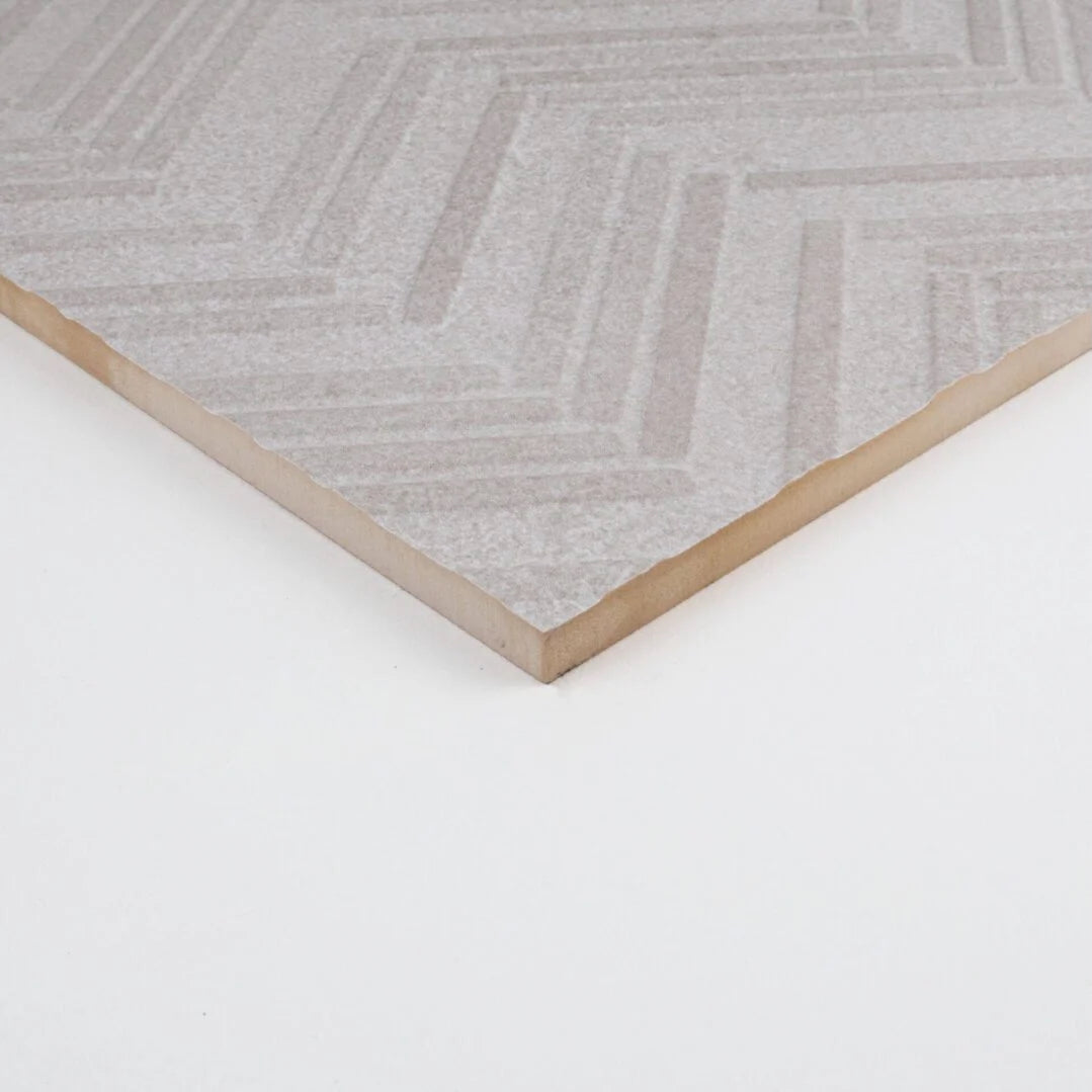 Dimensi | 12"x36" Ceramic Ivory Herringbone Deco Wall Tile