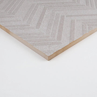Dimensi | 12"x36" Ceramic Ivory Herringbone Deco Wall Tile