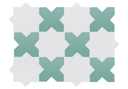Porto Checker | Porcelain Star+Cross Floor & Wall Tile