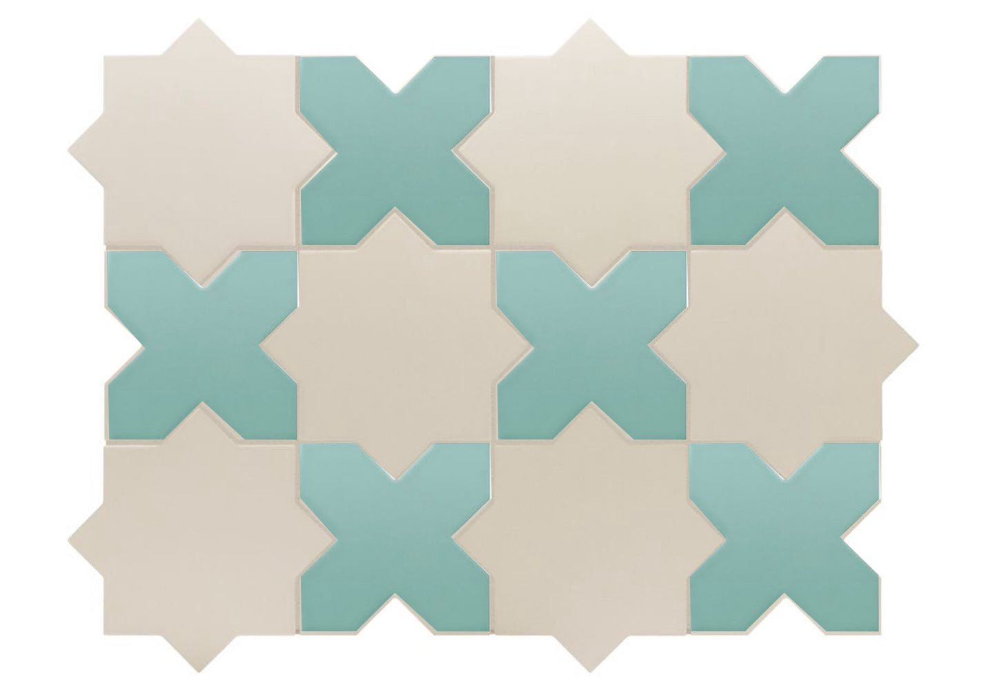Porto Checker | Porcelain Star+Cross Floor & Wall Tile