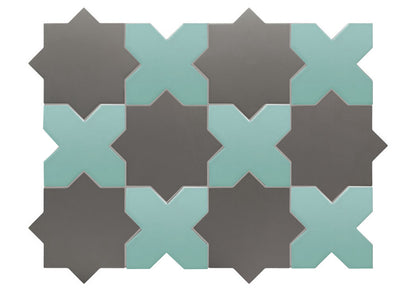 Porto Checker | Porcelain Star+Cross Floor & Wall Tile