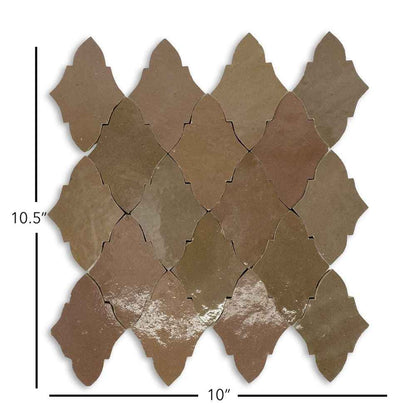 Hand Crafted Zellige | 10.5"x10" Terracotta Papillon Deco Mosaic Tile
