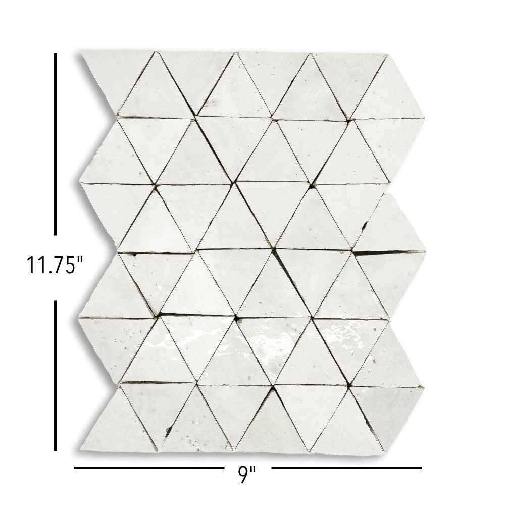 Hand Crafted Zellige | 9"x11.5" Terracotta Triangle Deco Mosaic Tile