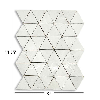 Hand Crafted Zellige | 9"x11.5" Terracotta Triangle Deco Mosaic Tile