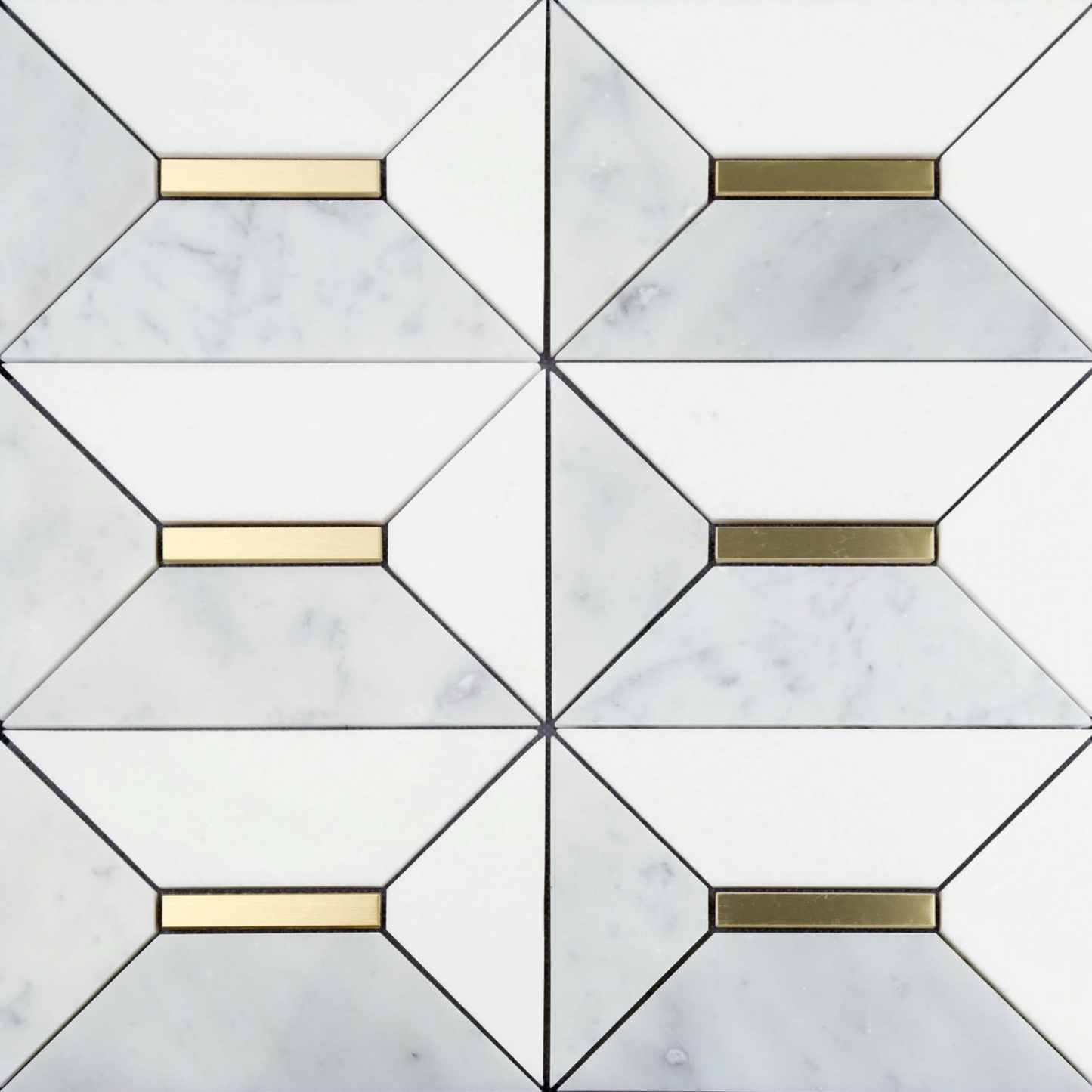Gold + Marmo | 12"x12" Sahara Marble & Brass Mosaic Tile