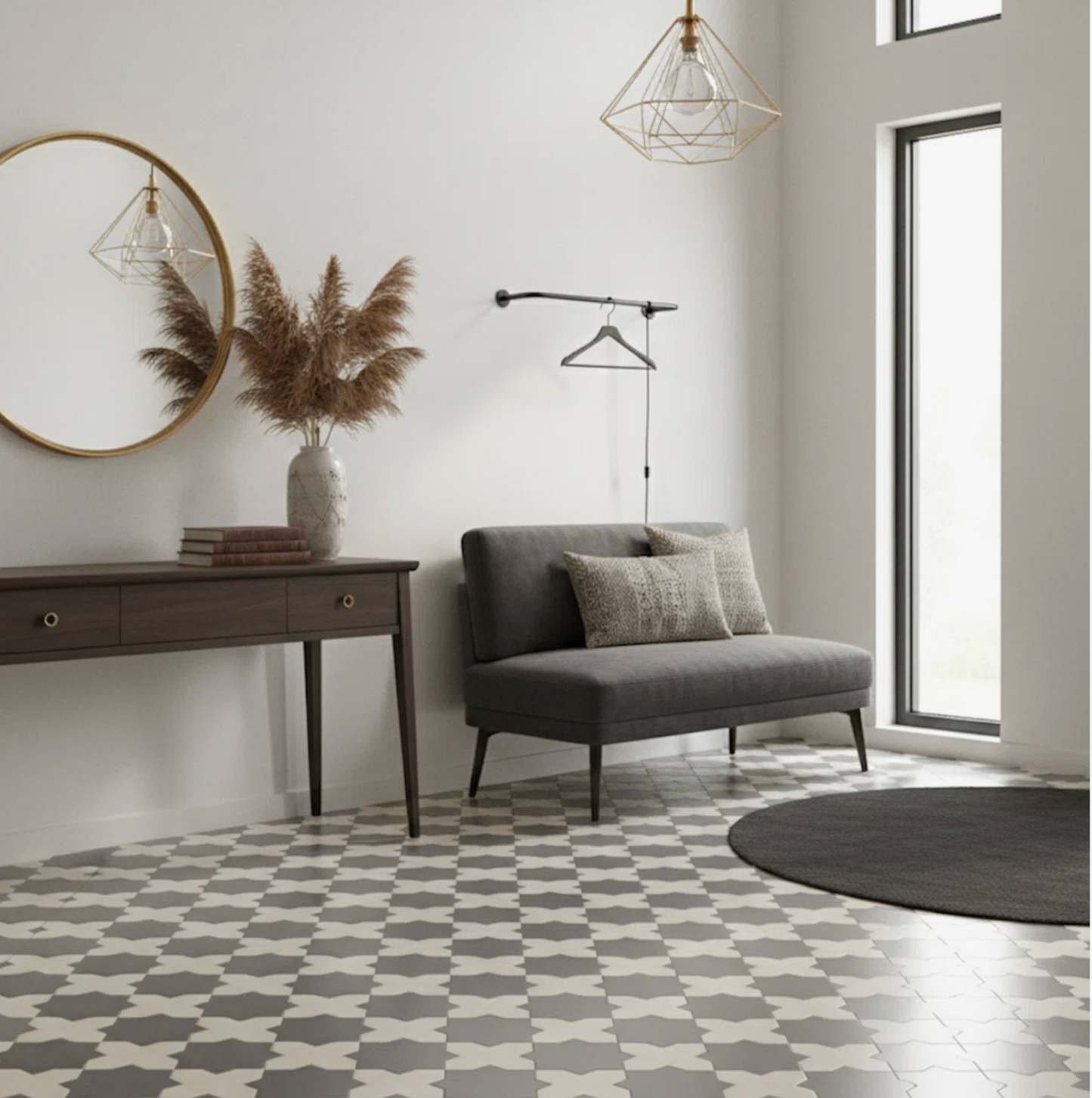 Porto Checker | Porcelain Star+Cross Floor & Wall Tile