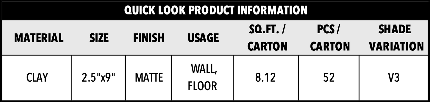Hudson & Co | 2.5"x9" Porcelain Brick Wall Tile