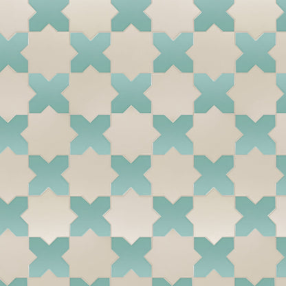 Porto Checker | Porcelain Star+Cross Floor & Wall Tile