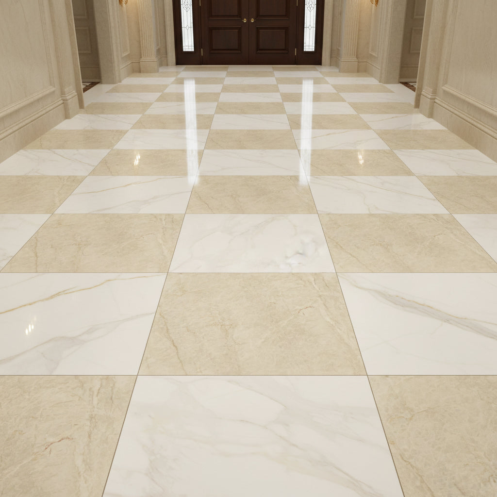 Precious Checkerboard | 24"x24" Marble Look Floor & Wall Tile